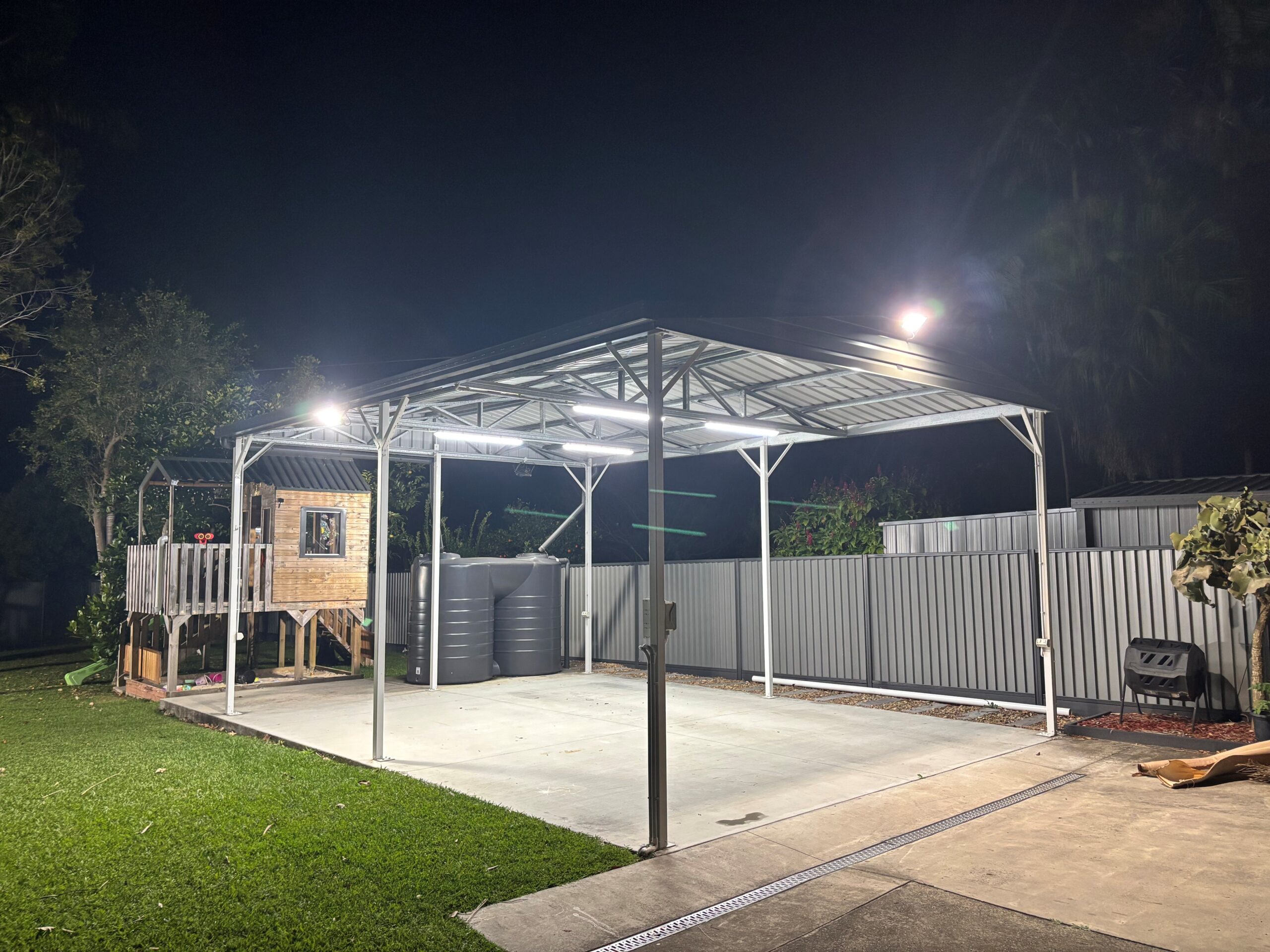 Electrical Carport Wiring & Fitout - LED Batten Lights - HSJ Electrical & Air